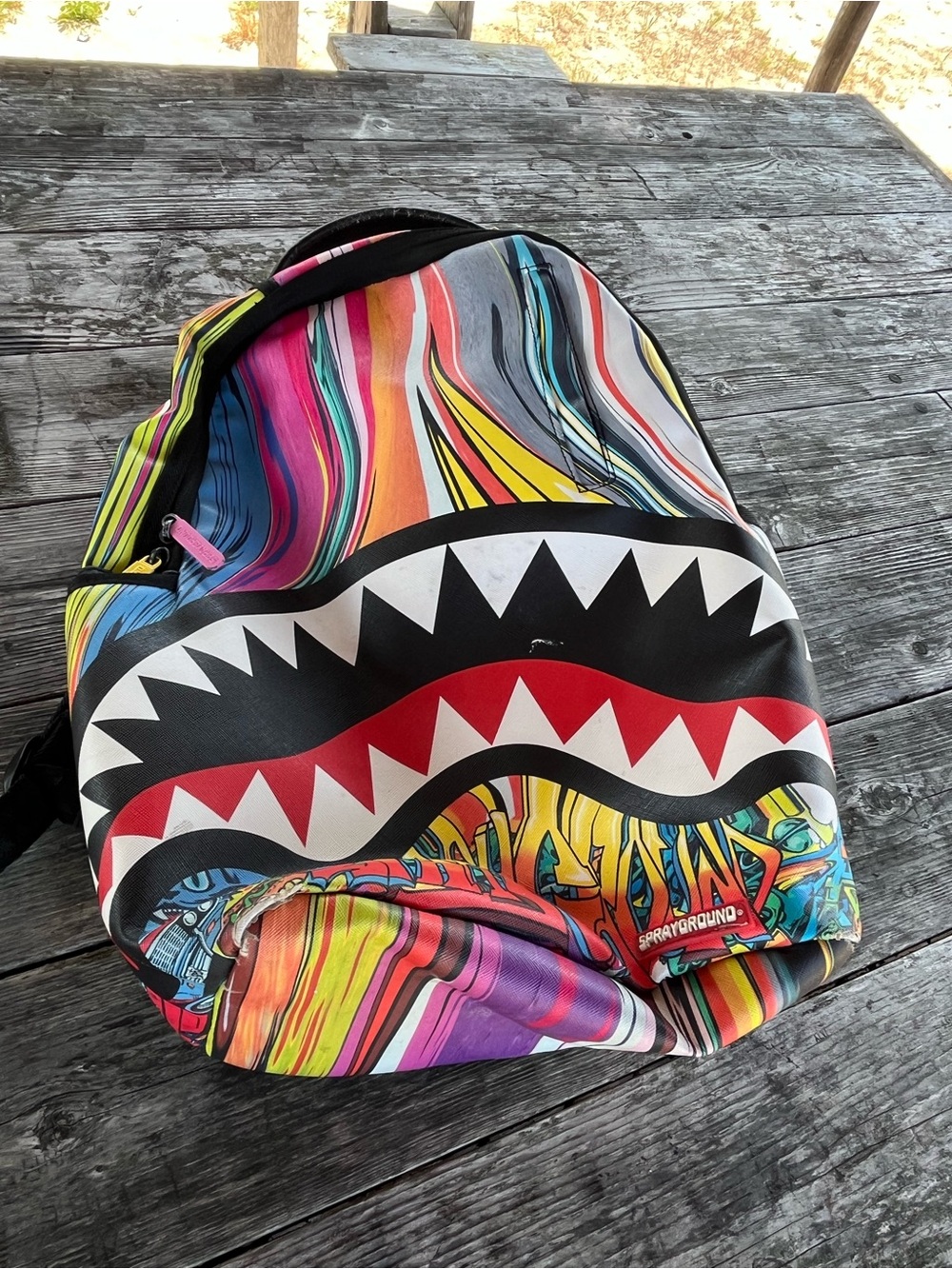 Sprayground Multicolor Shark Mouth Backpack limited edition, graffiti